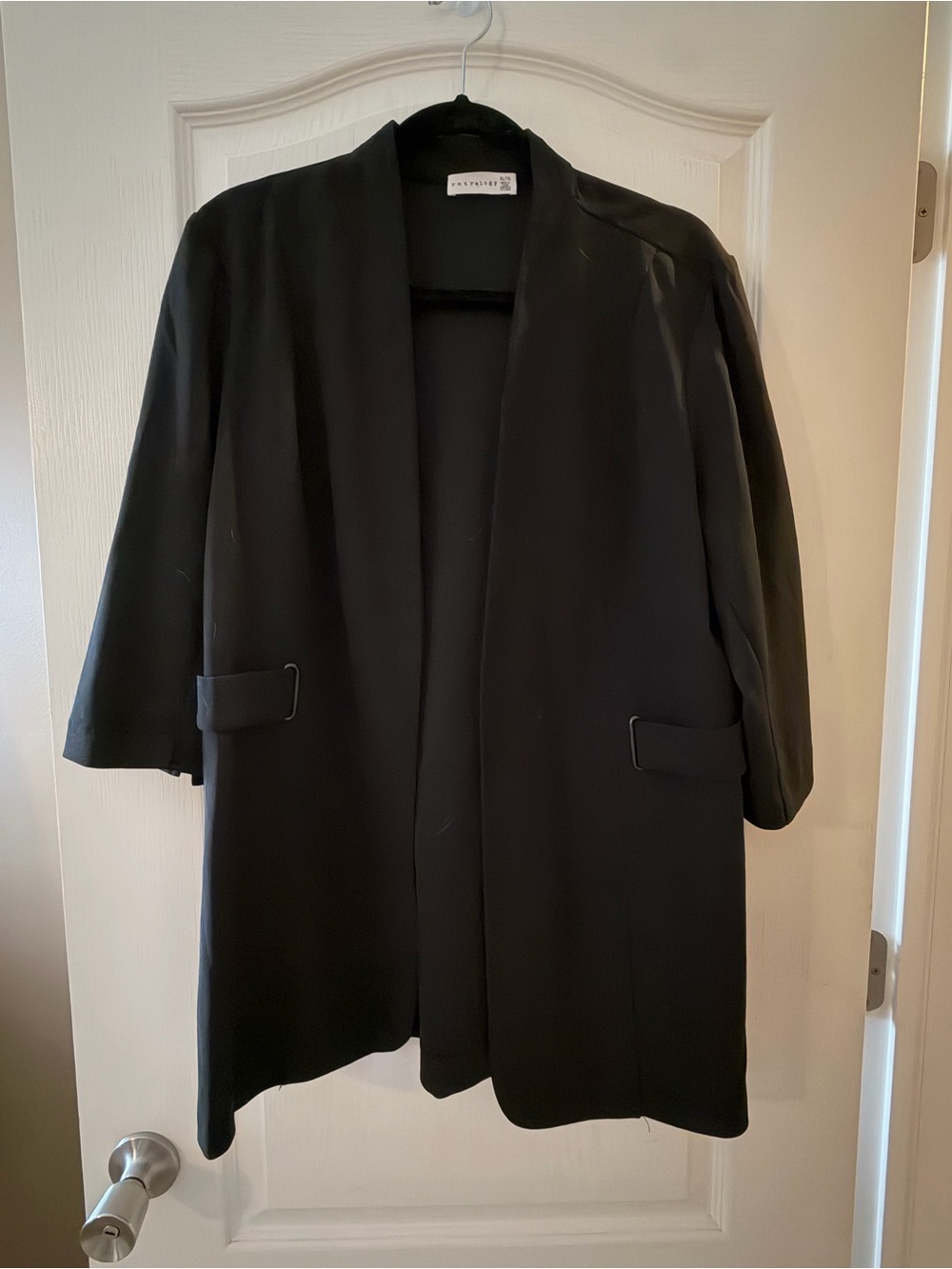 Black Open-Front Long Blazer